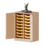 ErgoTray Schrank, 2reihig, 2,5 OH, zweitürig, n, mit 16 flachen Boxen, B/H/T 70,3x100x50cm 